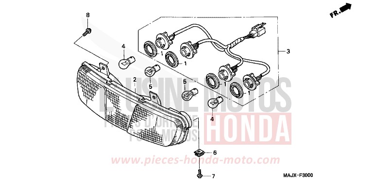 REAR COMBINATION LIGHT for Pan-European ABS MIDDY BLUE METTALIC (B162) from 2000